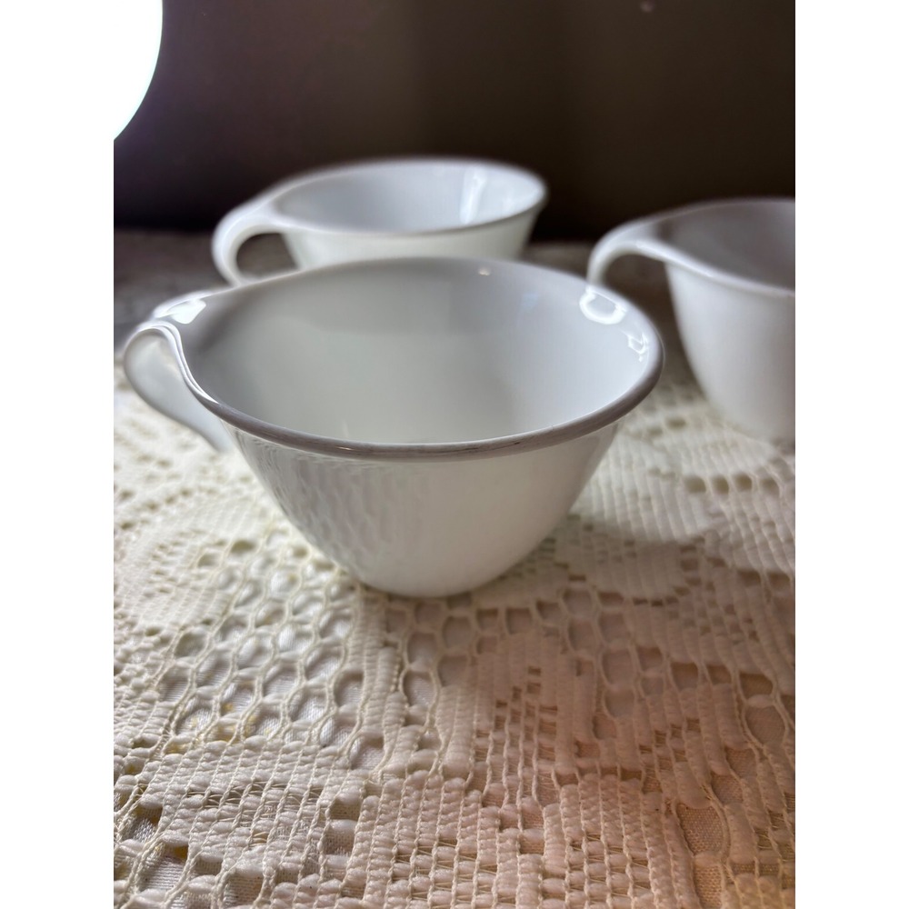 Corelle Winter Frost White Coffee Cups Set of 3 hook Handle Mid Century Modern - Picture 8 of 14